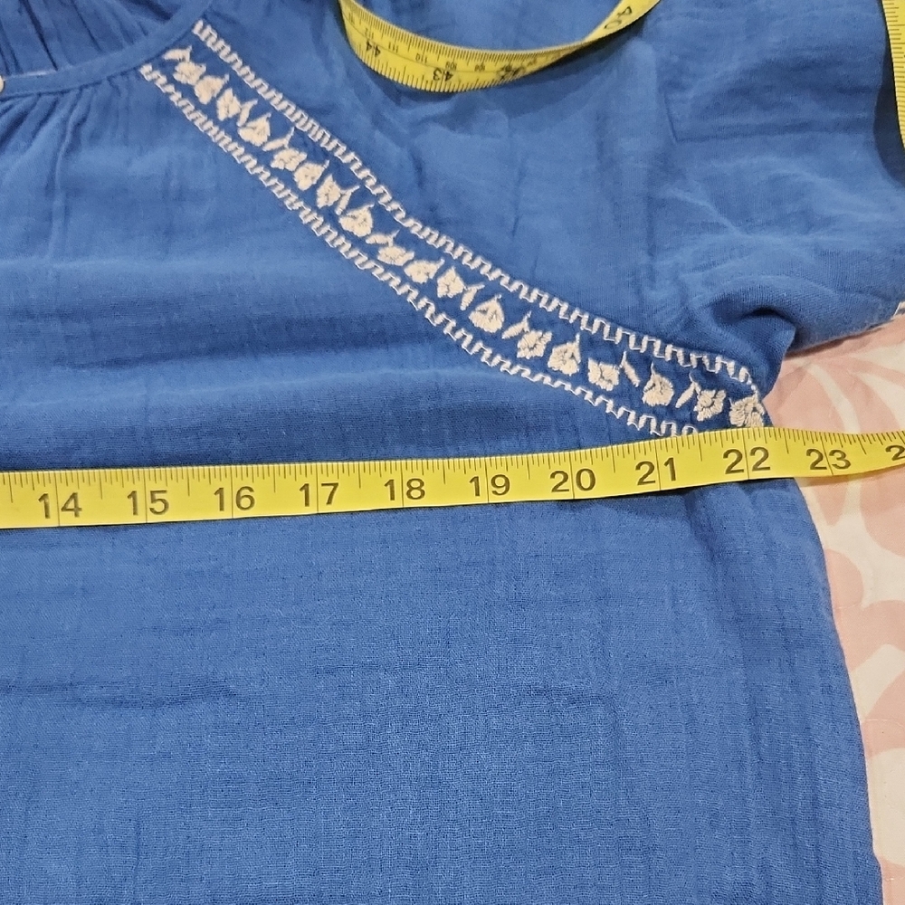 Old Navy Royal Blue Embroidered Short Sleeve Peasant Blouse - Picture 12 of 13
